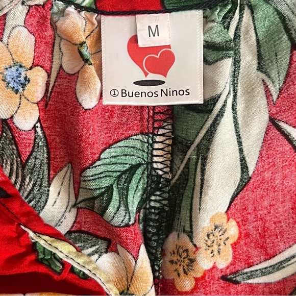 BUENOS NINOS Floral Boho Wide Leg Jumpsuit Adjustable Straps w/Pockets Size M - Picture 10 of 10